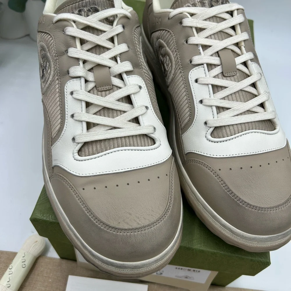 Men's Gucci Mac 80 Dune beige low top sneakers size 12 made in Italy
